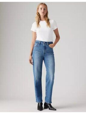 Levi’s Ribcage Straight Ankle Jeans Dance Around Medium Wash sz W29 L27